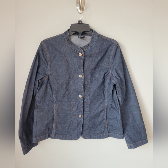 Eileen Fisher Jackets & Blazers - Eileen Fisher snap front stretch denim jean jacket medium